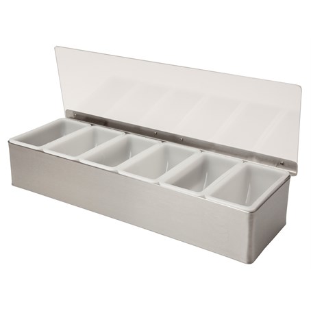 Stainless Steel Condiment Holder 6 Compartment